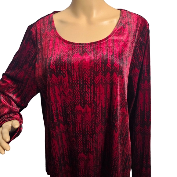 Intro Red&Black Women's Velvet Long Sleeves Shirt Sie XL NWT - Picture 7 of 8